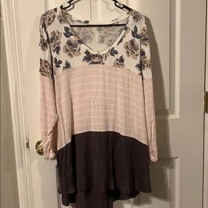 Maurice’s floral/striped block tunic